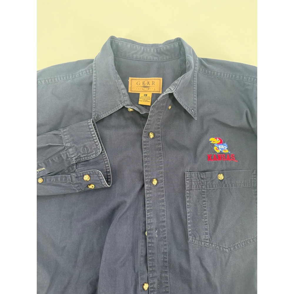 GEAR For Sports Kansas Jayhawks Button Down Shirt Mens XL Blue College